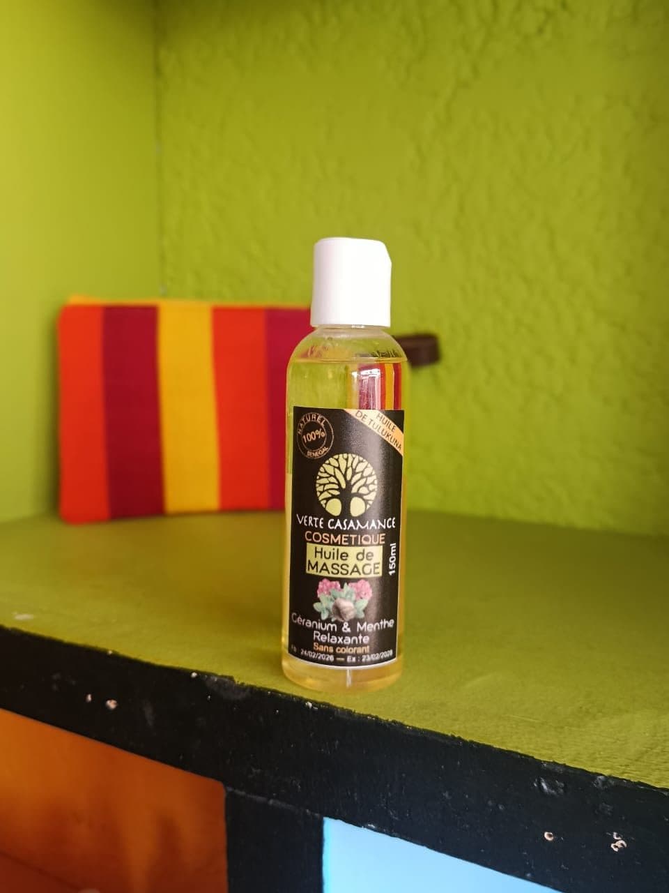 Huile de Tulukuna pour massage parfumée à la menthe et géranium pour soulager