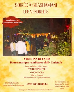 Soirée du vendredi à Shashamani