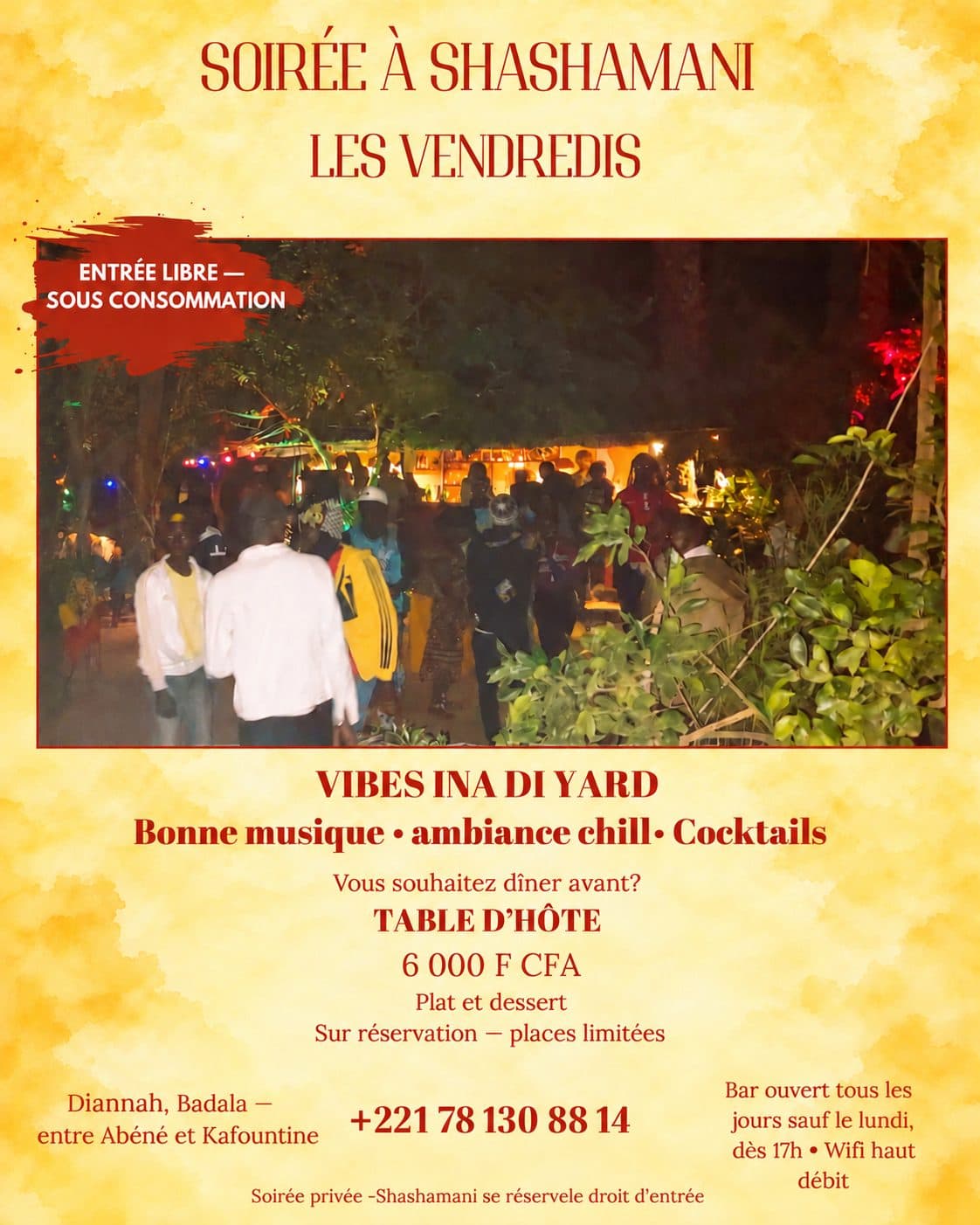 Soirée du vendredi à Shashamani